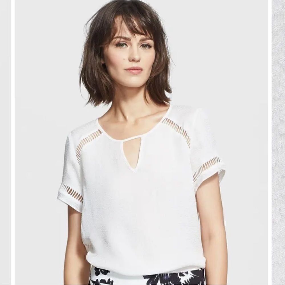 Rebecca Taylor Ladder Stitch Textured Silk Top